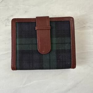 Polo Ralph Lauren Blackwatch Green Plaid Canvas leather Bifold Card Coin Wallet
